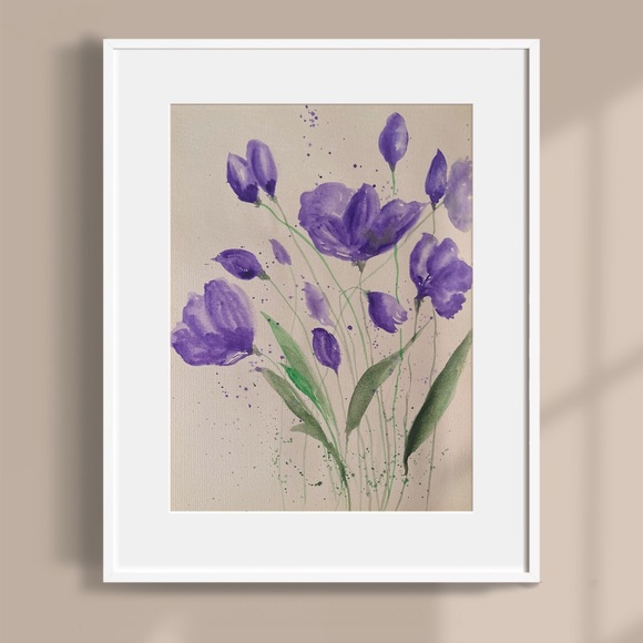 Handmade Watercolor Painting 9" X 12" on Paper, Decor/Wall, Frame Not Included - Picture 2 of 4